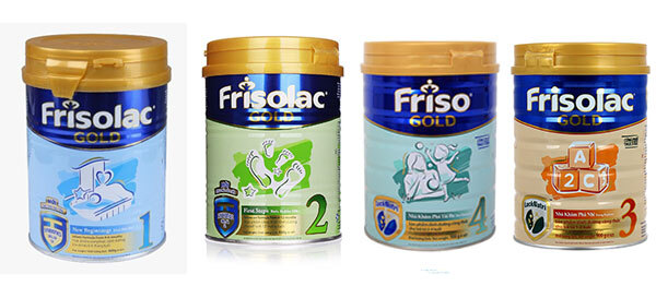 Các dòng sữa Frisolac Gold trên thị trường