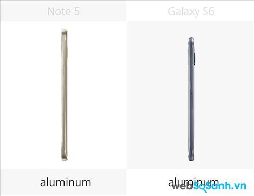 Vật liệu thiết kế của Note 5 và Galaxy S6