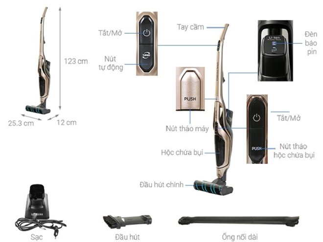 Máy hút bụi không dây Samsung VS03R6523J1/SV