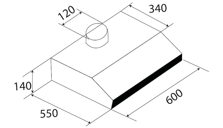 Kích thước của máy hút mùi Kaff kf-638i 