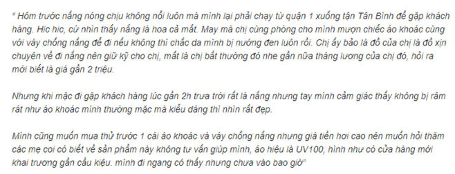 chất lượng áo chống nắng UV100 có tốt không