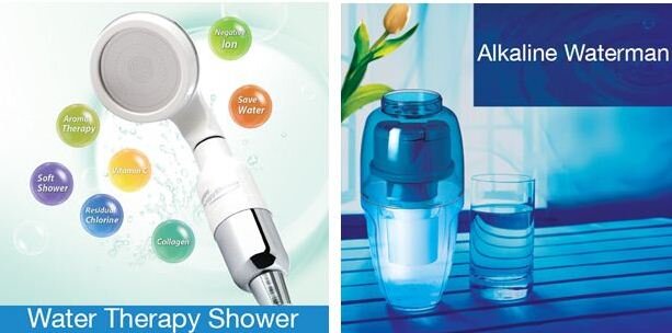 vòi sen tắm Water Therapy Shower và bình lọc nước Ion kiềm di động Alkaline Waterman