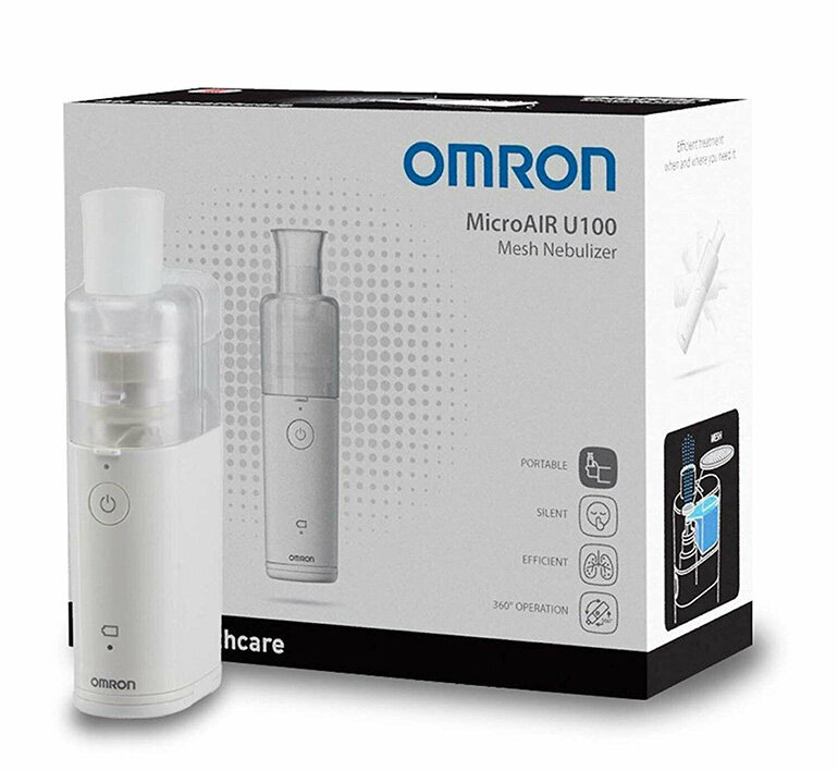 Máy xông mũi họng Omron NE-U100 với thiết kế siêu nhỏ gọn cầm tay tiện lợi