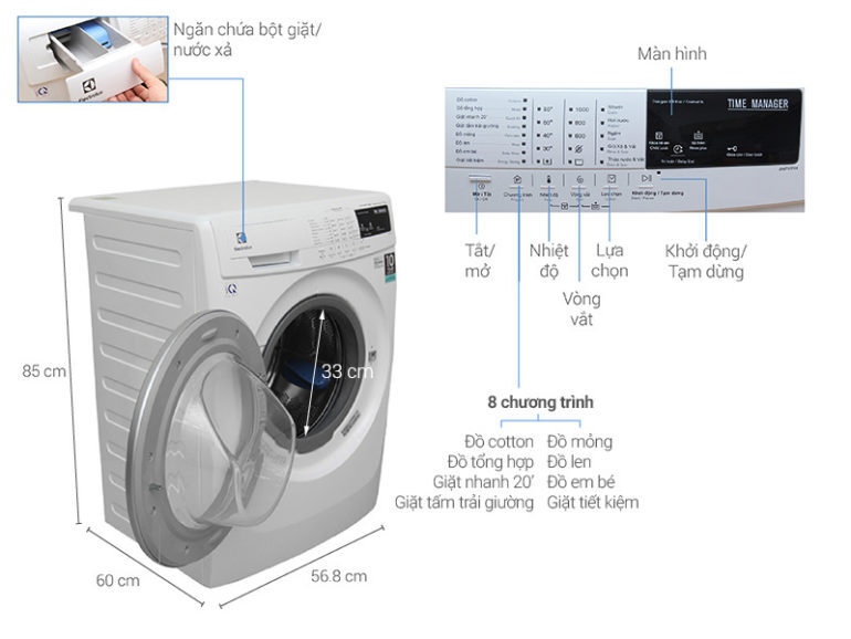 Giá máy giặt Electrolux 8kg inverter EWF10744 7.5Kg chỉ khoảng 7,5 triệu