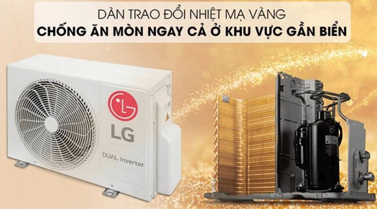 Điều hòa LG 1 chiều V24WIN trang bị dàn tản nhiệt phủ vàng
