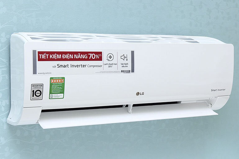Điều hòa - Máy lạnh LG V13END 1 chiều 12000BTU inverter tiết kiệm điện hiệu quả lên đến 70% điện năng tiêu thụ hàng tháng