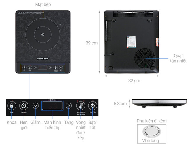 Bếp điện từ hồng ngoại Sunhouse SHD6020 2000W