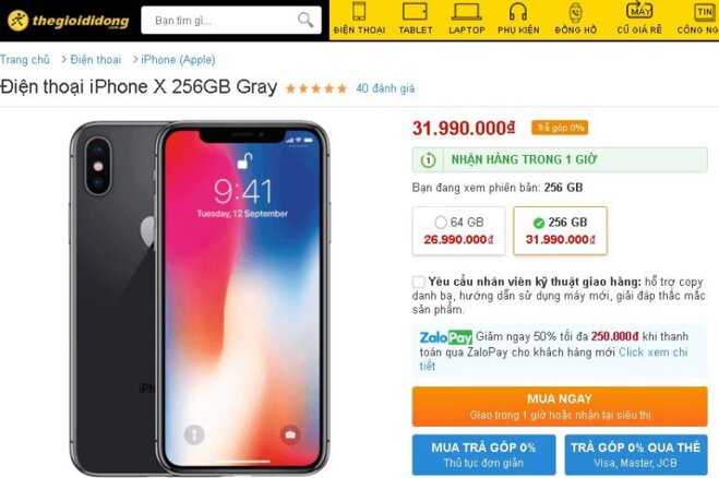 Mua Apple iPhone XS 256 GB giá rẻ hơn iPhone X nhờ Websosanh như thế nào ?