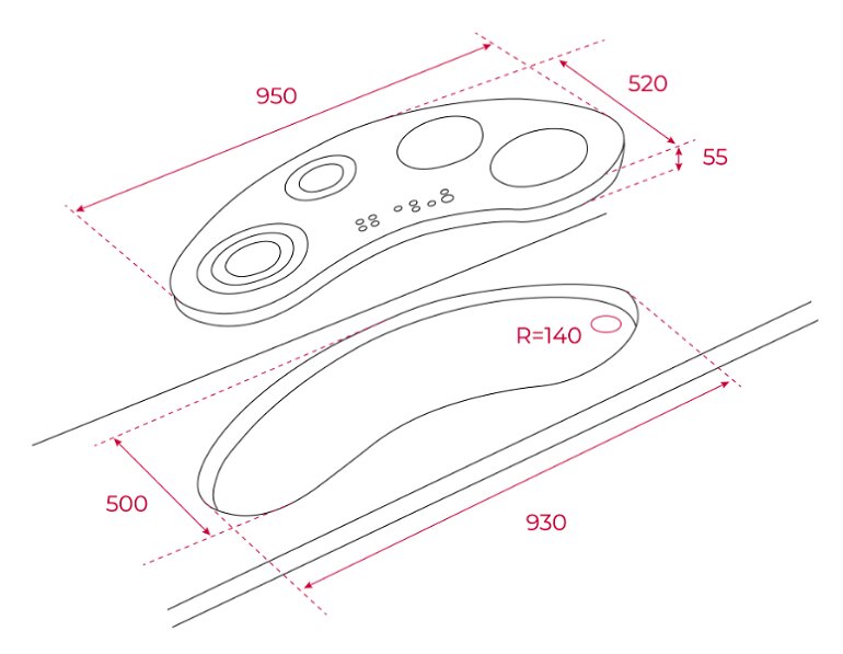 Kích thước của bếp từ âm Teka IRC 9430 KS