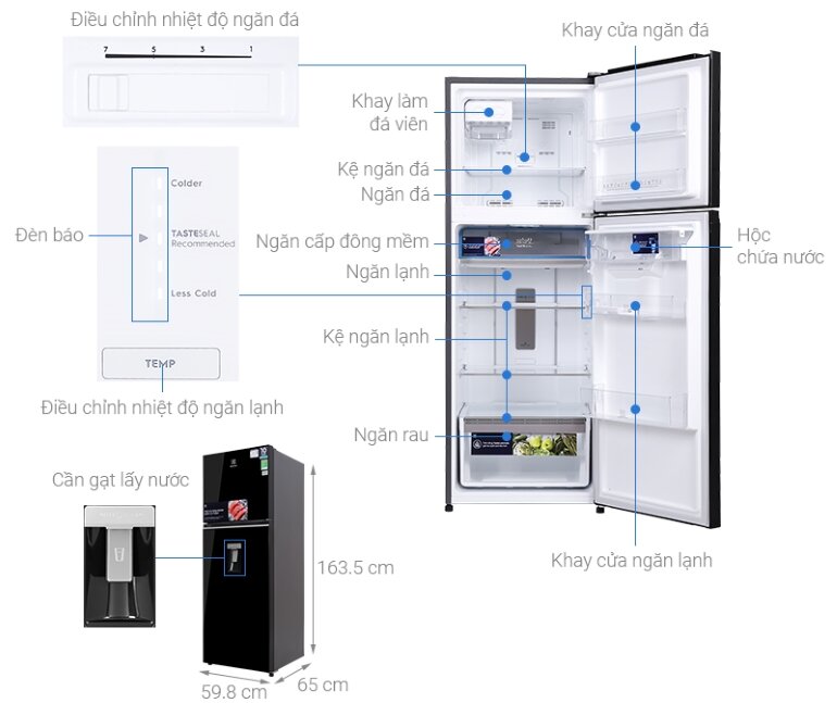 Tủ lạnh Electrolux Inverter 312L ETB3460K-H được bán với giá thành khoảng 14 triệu VND
