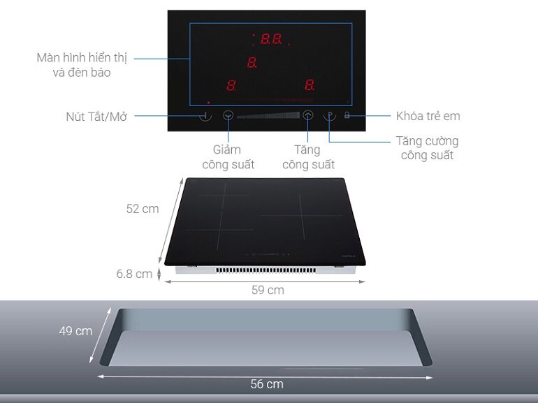 Bếp từ âm 3 vùng nấu Hafele HC-I603D 536.61.631