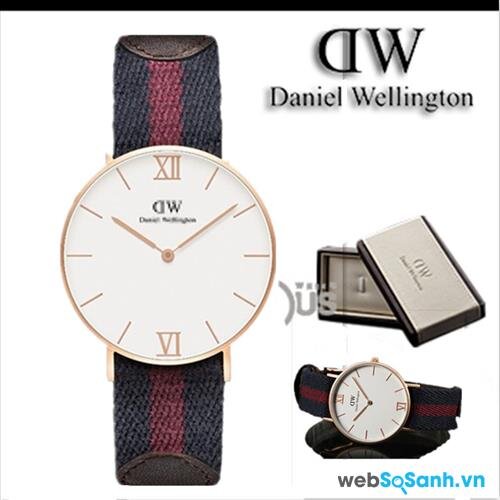 Logo được khắc chìm trên khóa của đồng hồ Daniel Wellington chính hãng