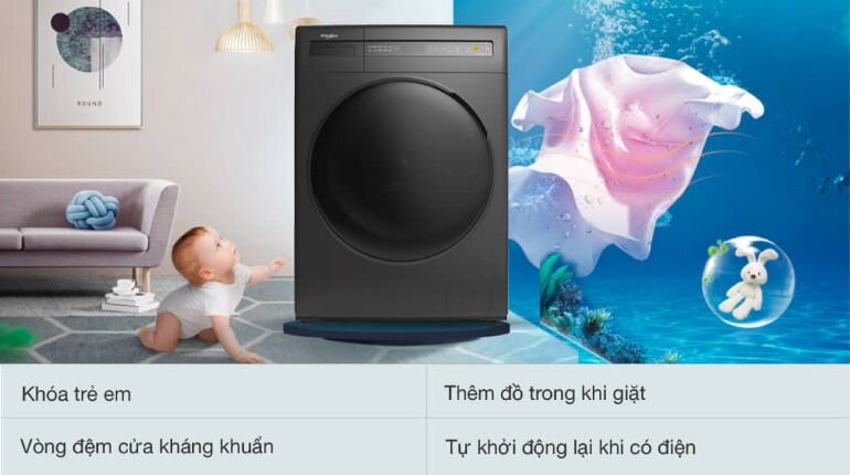 Máy giặt sấy Whirlpool 10.5kg WWEB10702FG