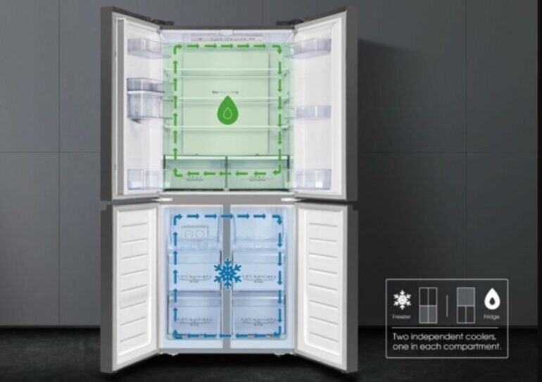 Tủ lạnh Casper inverter RM-680VBW sử dụng công nghệ 2 dàn lạnh độc lập kết hợp cùng khả năng làm lạnh đa chiều