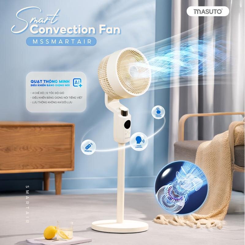 Quạt đối lưu Masuto Smart Air - Điều khiển bằng giọng nói, tiện lợi cho mọi nhà