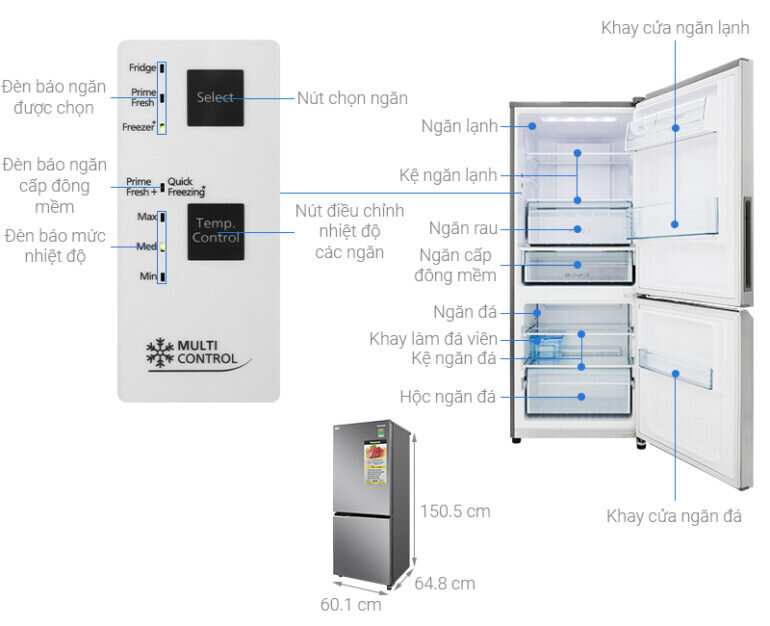 Tủ lạnh Panasonic Inverter 255 lít NR-BV280QSVN - Giá tham khảo: 9.800.000 vnd
