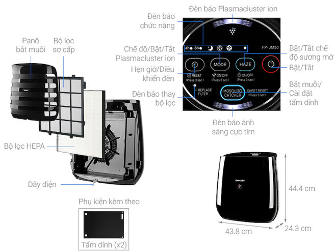 Máy lọc không khí Sharp FP-JM30V-B