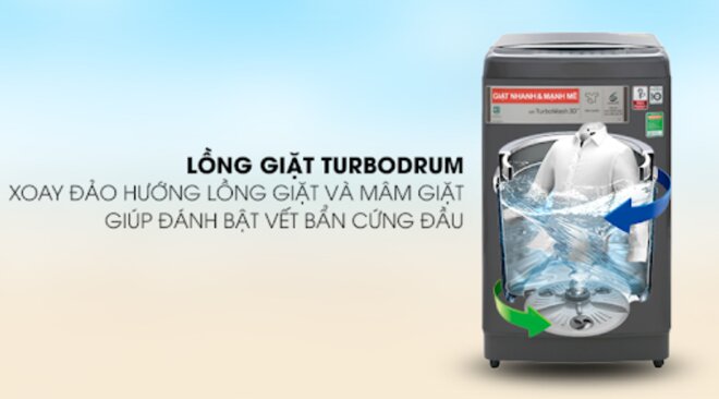 Máy giặt LG cửa đứng Inverter 13 kg Th2113ssak với lồng giặt Turbo Drum