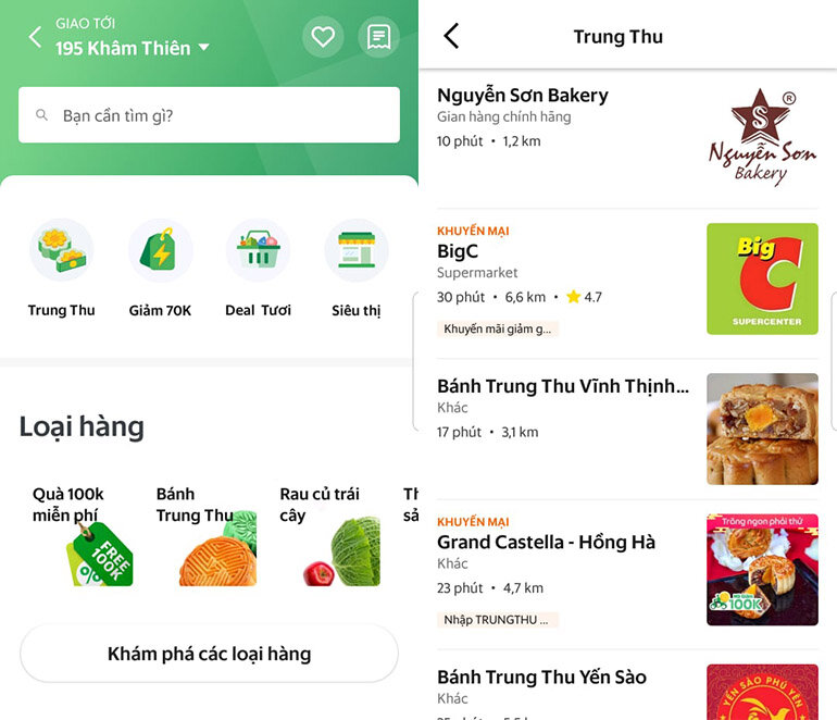 bánh trung thu trên grab