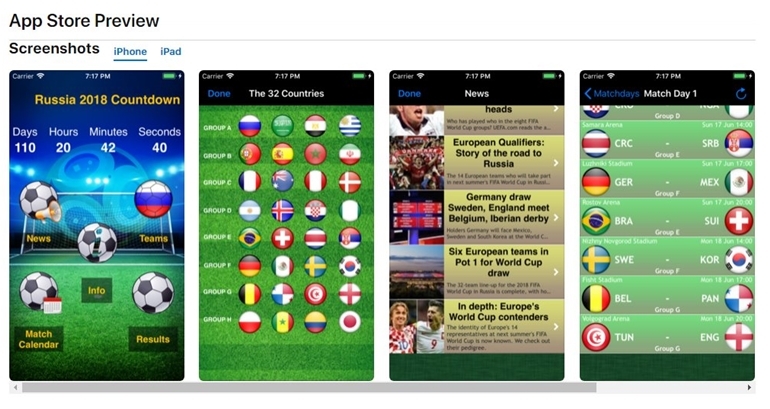 ứng dụng xem world cup 2018 trên smartphone