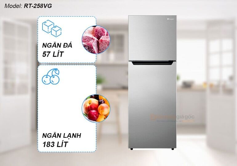Tay cầm được thiết kế ẩn tạo nét nổi bật cho model tủ lạnh Casper RT-258VG