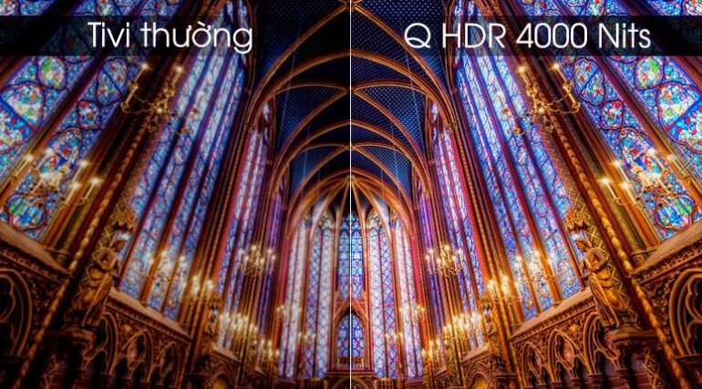công nghệ Q HDR 4000 Nits trên smart tivi qled samsung 8k