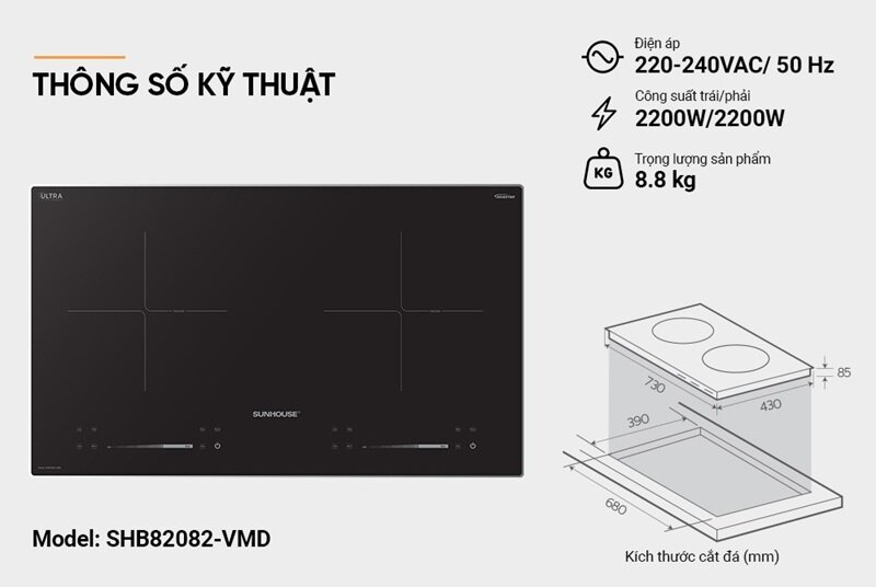 Chỉ 2,8 triệu, bếp từ đôi Sunhouse SHB82082-VMD là lựa chọn thực dụng cho gia đình Việt