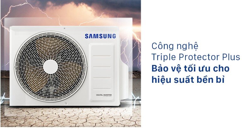 Công nghệ Triple Protector Plus bảo vệ máy lạnh Samsung AR13TYHYCWKNSV tránh bị hư hỏng do bất ổn định dòng điện