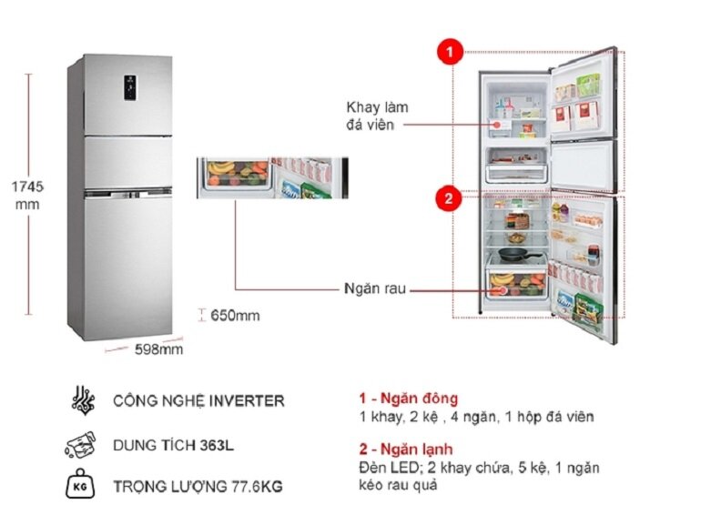 Tủ lạnh Electrolux 3 ngăn