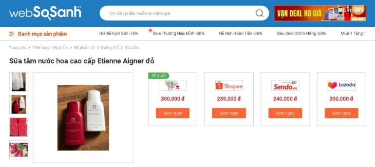 Giá sữa tắm nước hoa Đức Etienne Aigner bao nhiêu tiền?