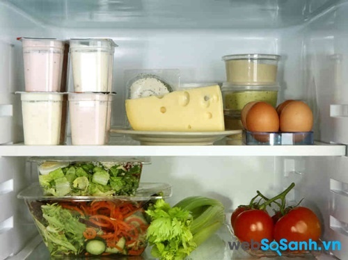 bạn không nên đặt quá nhiều thức ăn vào tủ khiến tủ hoạt động quá tải