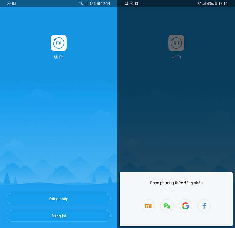 Giao diện đăng nhập ứng dụng Mi Fit trên thiết bị Android