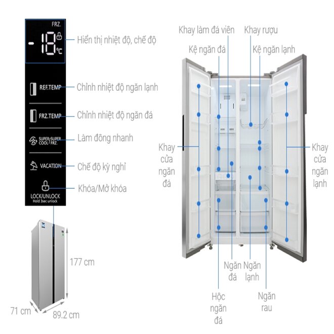 Tủ lạnh Side by side Midea MRC-690SS 584 Lít 