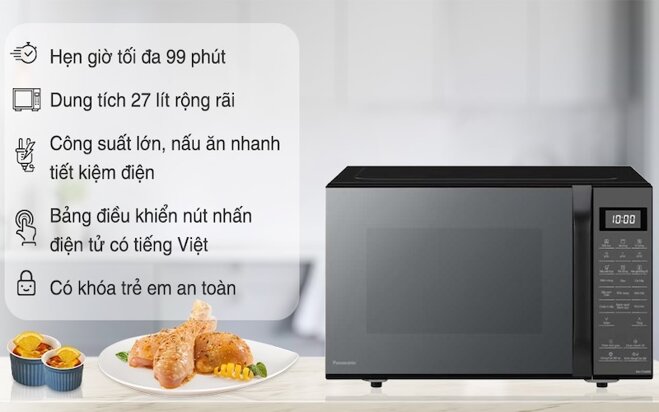 Lò vi sóng có nướng Panasonic NN-CT66MBYUE công suất ấn tượng, nướng thơm phức