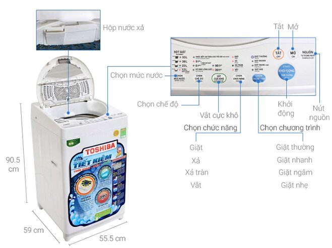 Máy giặt Toshiba lồng đứng 7 kg AW-A800SV