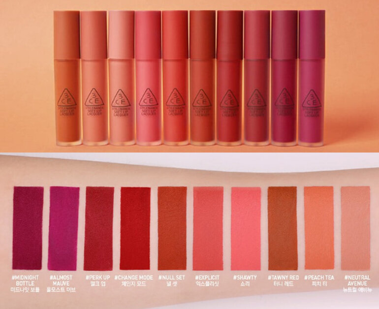 Review 10 màu Son 3CE Soft Lip Lacquer