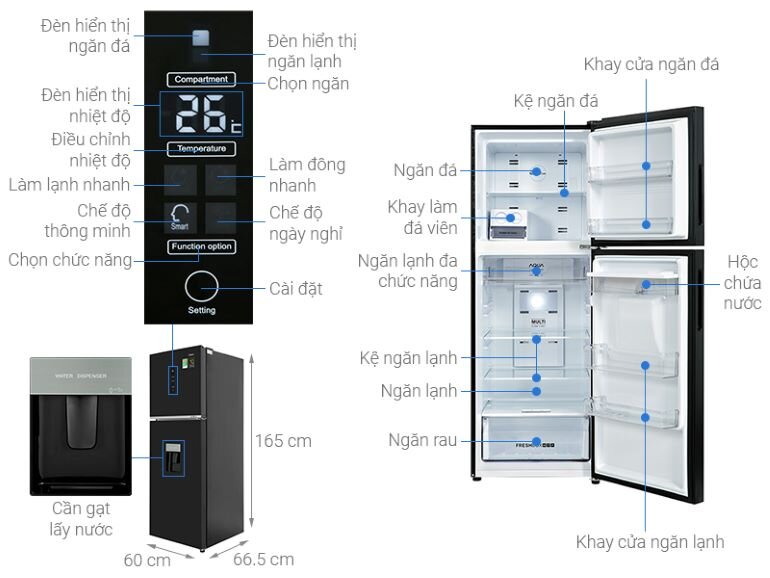 Tủ lạnh Aqua Inverter 318 lít AQR-T369FA (WBS) - Giá tham khảo 9.000.000 VNĐ