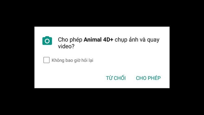 Cho Animal 4D + quyền truy cập chụp ảnh và quay video trên thiết bị điện thoại.