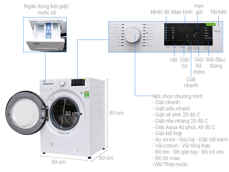 Máy giặt Beko inverter WMY 91283 PTLB2