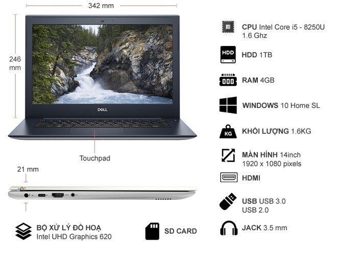 Laptop Dell Vostro 5471 với cấu hình máy rất phù hợp 