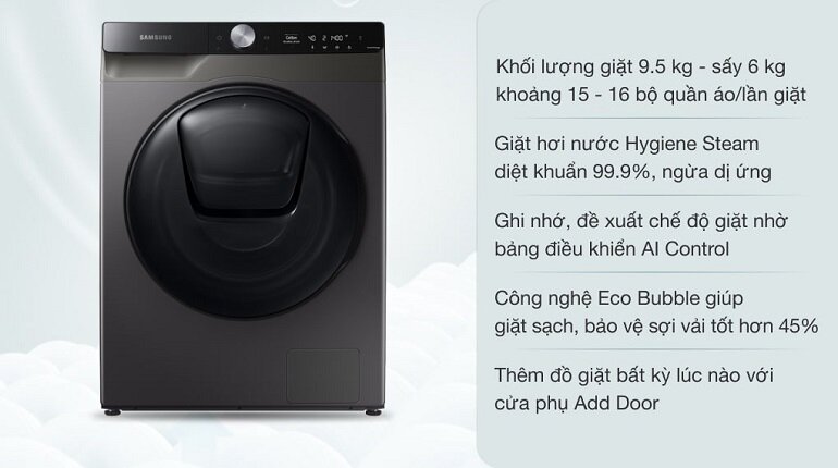 Máy giặt sấy Samsung Addwash Inverter 9.5kg WD95T754DBX/SV có giá 13.490.000 tham khảo tại websosanh.vn
