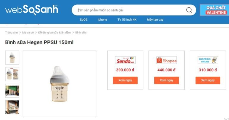 Giá bình sữa Hegen PPSU 150ml