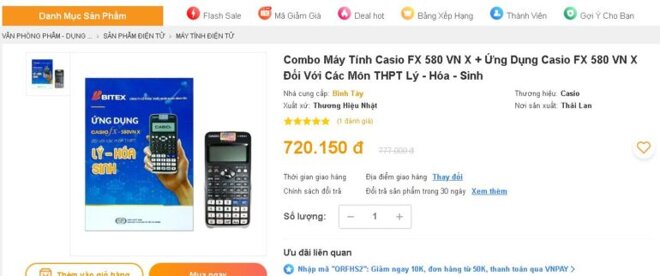 Mua máy tính Casio FX tại các hiệu sách lớn có uy tín