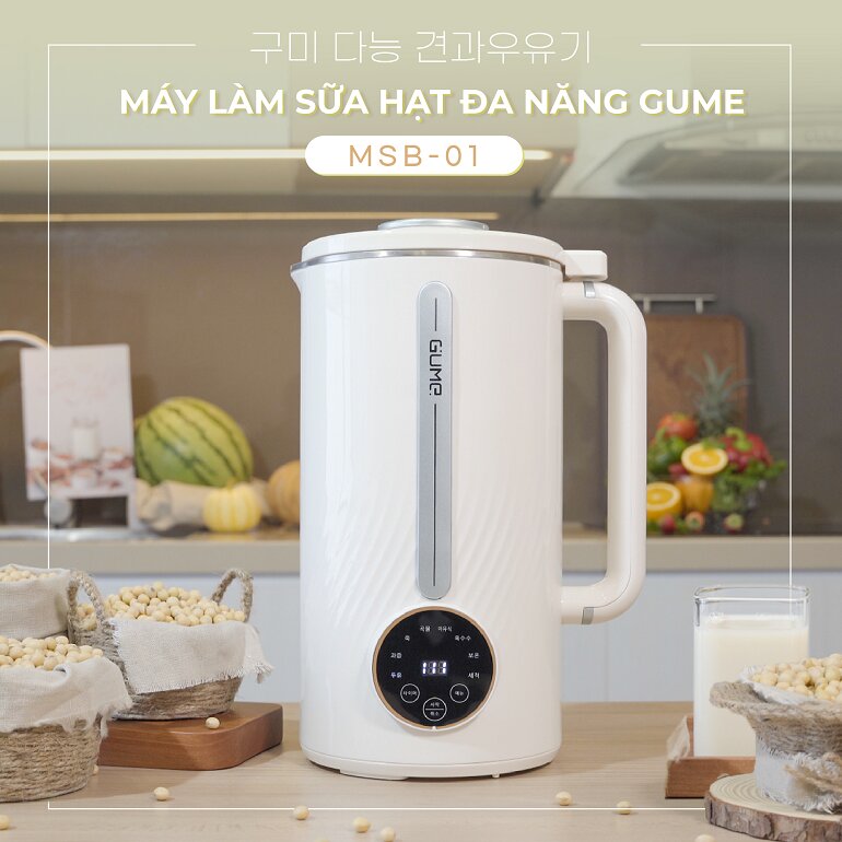 Máy nấu sữa hạt Gume MSB-01 có kiểu dáng hiện đại, thanh lịch