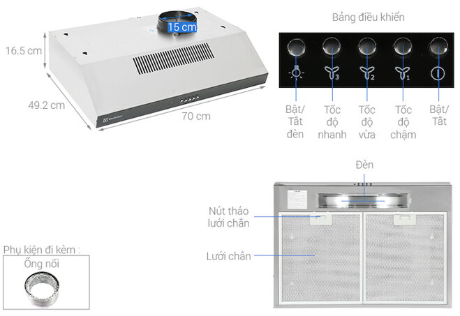 Máy hút mùi Electrolux dòng ERF715SBA