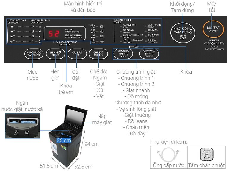 Máy giặt Toshiba cửa trên 8kg AW-M905BV(MK)