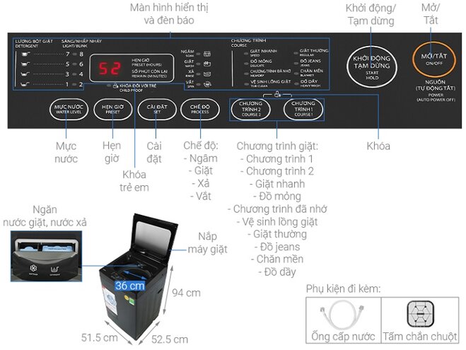 Máy giặt Toshiba cửa trên 8kg AW-M905BV(MK)