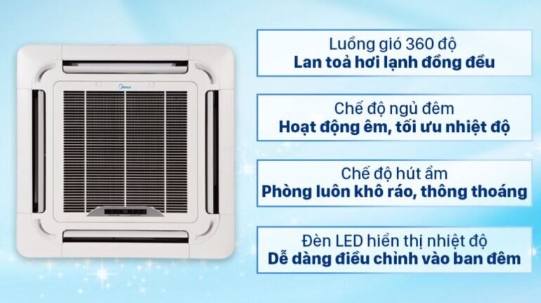 Đánh giá về tính năng hiện đại nhất của điều hòa âm trần Midea MCD-36CRN8