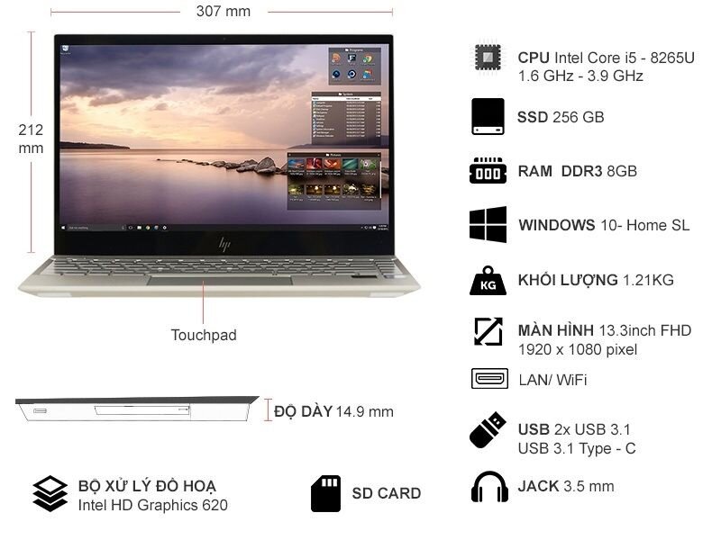 Laptop HP Envy 13-ah1011TU 5HZ28PA 