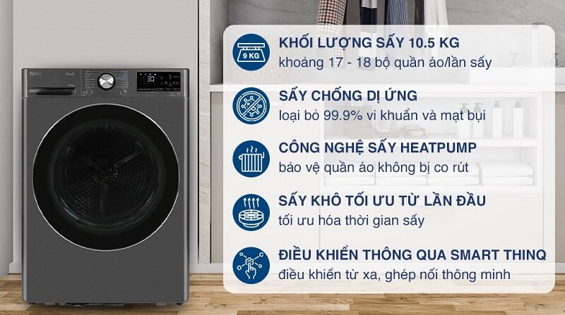 Máy sấy bơm nhiệt LG 10.5 kg DVHP50B